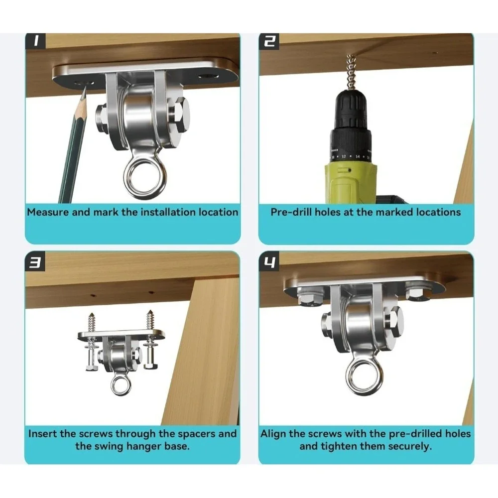 Swing Hangers for Wooden Beam, 2 Pack Stainless Steel 2400 LB Capacity Swing ...